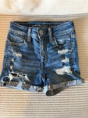 American Eagle Outfitters Distressed Blue Denim Jean Shorts